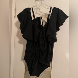 Black one piece bathing suit
